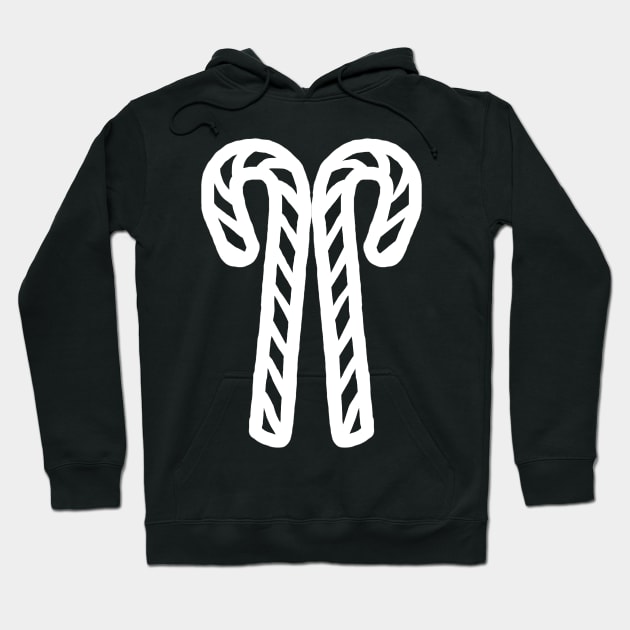 White Line Two Christmas Candy Canes Hoodie by ellenhenryart